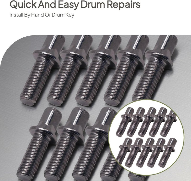 DYNWAVE 10 Pieces Drum Tension Rods Smooth Deep Thread Strong Short Screws Percussion Hardware for Snare Drum DIY Accessories Replaces Parts, M6X15mm - Image 5
